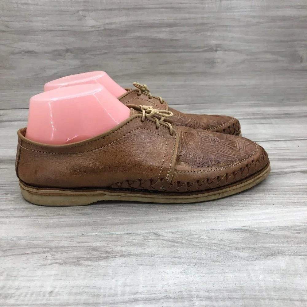 Frutos Shoes Womens 9 Brown Leather Lace Up Huaraches